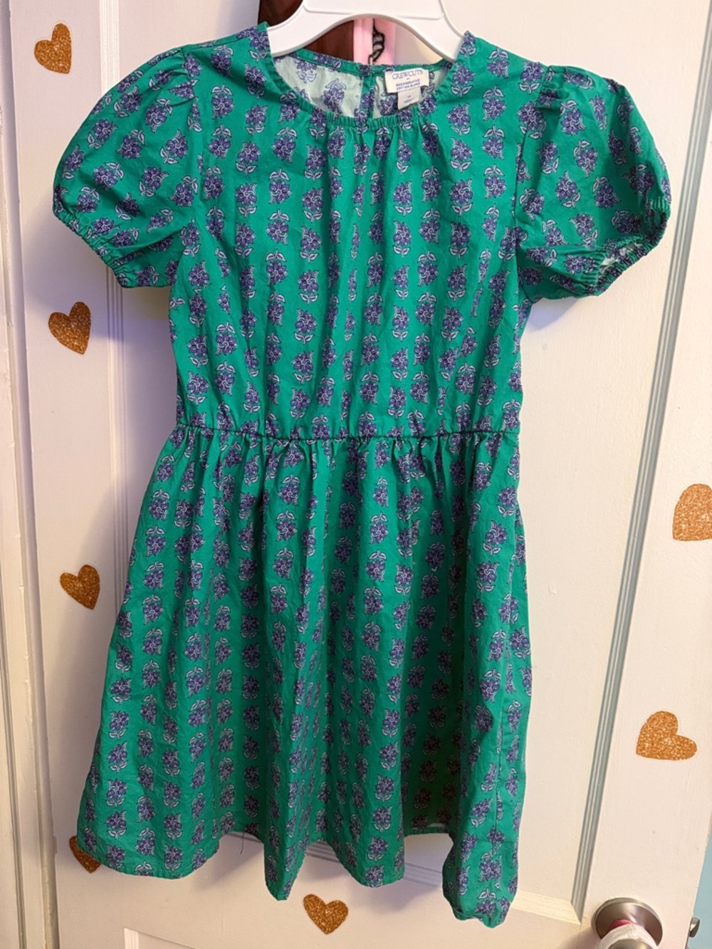J. Crew Factory Green Dress with Purple Floral Print